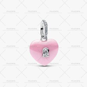 Pandora Pink Ceramic Heart Padlock Dangle Charm